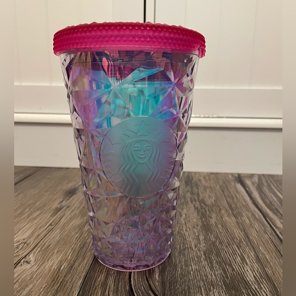 Starbucks 16 oz Iridescent Pink Diamond Cold Cup Tumbler